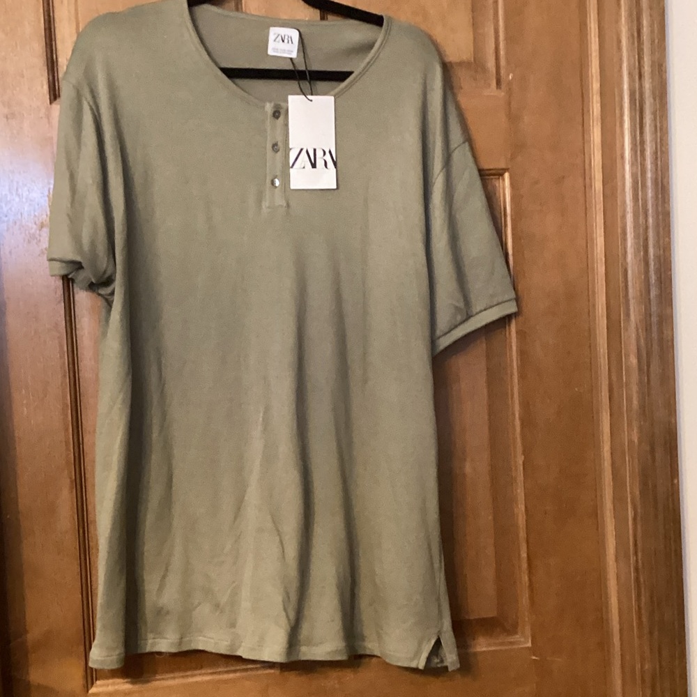 Zara Sage Green Short Sleeve Men's Tee